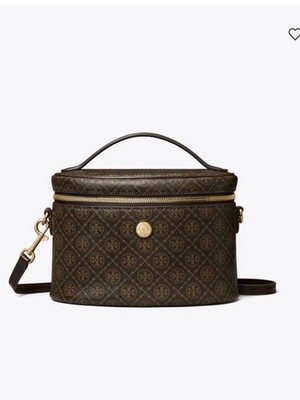 NWT Tory Burch T Monogram Coated Canvas Soft Vanity Case Crossbody Bag Purse