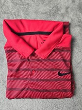 Nike Golf Mens Shirt XL Dri-fit Stripe Golf Polo Performance Red Black Striped