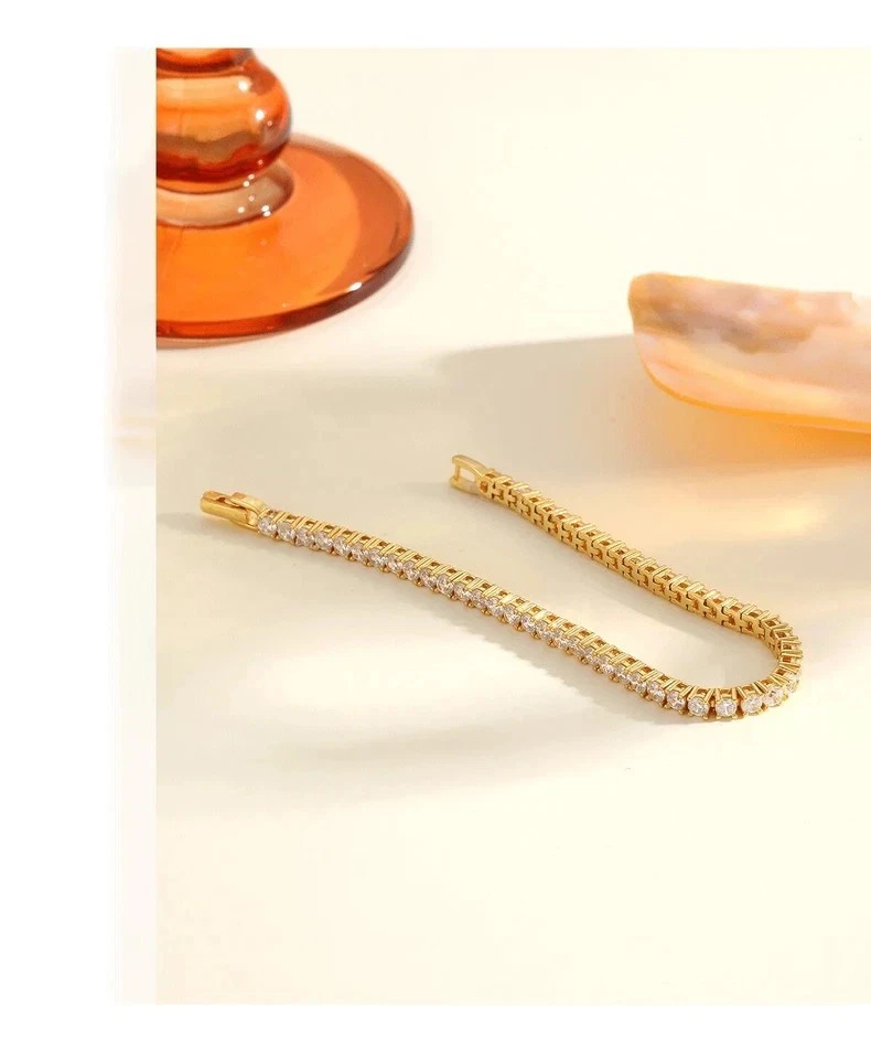 5ct Huge E VS Lab Grown Diamond Tennis Bracelet 18k Yellow Gold Over 7.5" - Image 3 of 3