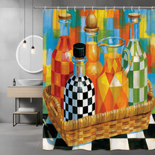 Colorful Bottles Shower Curtain Abstract Graphic Art