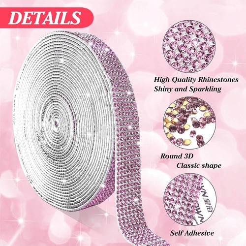 6 Yards Self Adhesive Light Purple Rhinestone Ribbon Strips, Bling Crystal Ri... - Picture 7 of 7