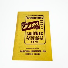 Gruenex 35mm Auxiliary Telephoto Lens Instruction Manual Mansfield Vintage