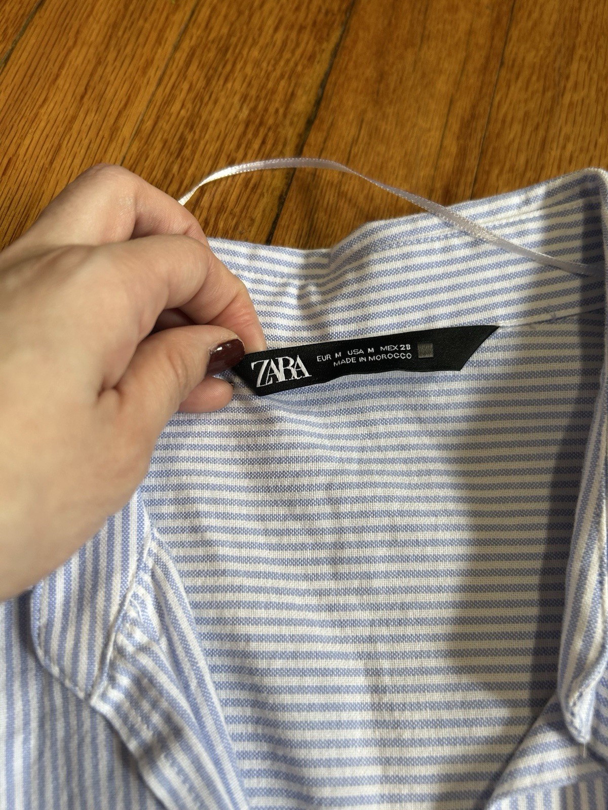 Zara Basic  Blue White Striped Oversized  Button … - image 5