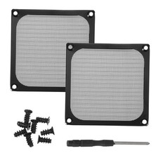 2Pcs 92mm Fan Filter Grills Aluminum Frame Mesh with Accessories, Black