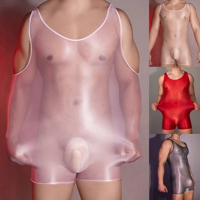 Body Lingerie Quotidienne Brillant Haute Élastique Homme Huile Brillant Voir Tr - Photo 1/4
