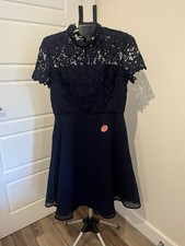 Image of Chi Chi London Women's Blue Lace Bodycon Dress Size 14