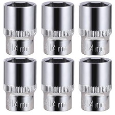 6-Piece 14mm Shallow Sockets, 3/8-Inch Drive, 6-Point, Corrosion Resistance,...