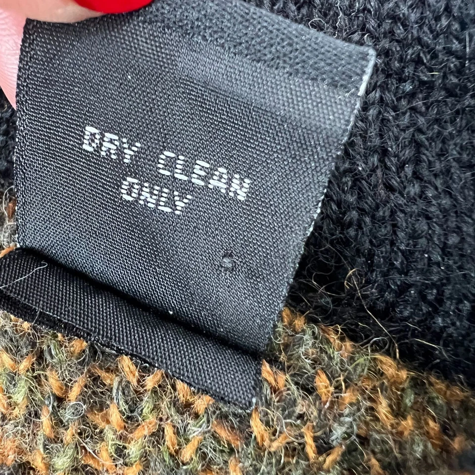 Cárdigan de Lana Diseño Nórdico XL Negro Folk Paisley Floral Metal Botón Suéter Foto 4 de 4