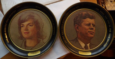 VINTAGE METAL PLATE SET BIRTH & DEATH OF JOHN KENNEDY 35TH PRESIDENT & Jacquelin