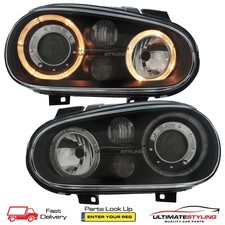 VW Golf Mk4 Headlights Styling Upgrade Halo Projector Twin Angel Eyes Black Fogs