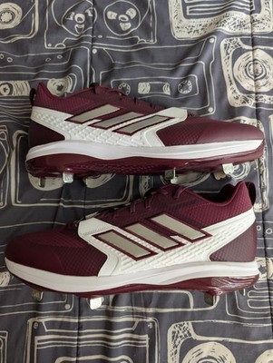 Adidas Men\'s Icon 8 Baseball Cleats Maroon & White IG7093 Size 14 NWT‎ Adidas Icon 8 Maroon White Metallic Metal Baseball Cleats  main image 3