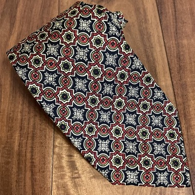 VTG ROBERT TALBOTT Mens 100% Silk Tie USA Designer Geometric Psychedelic English