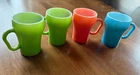 Vintage Fire-King Set of 4 -  Blue, Green,  Melon Soda Fountain Mugs