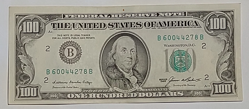 US Currency $100 Benjamin 1985 series #B60044278 BU - Image 4 of 4