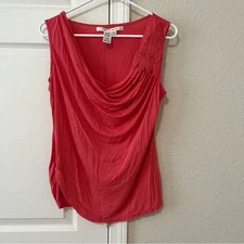 Max Studio Red Sleeveless Draped Cowl Neck Tank Top Women’s Size M Medium