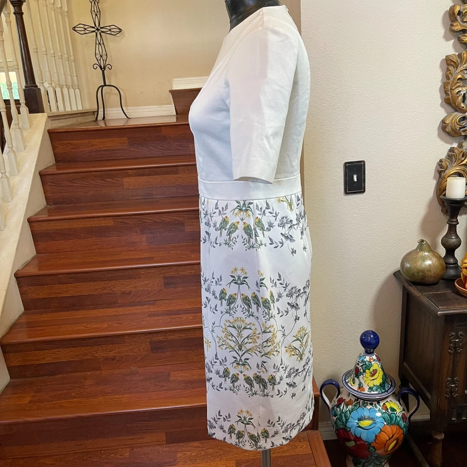 Белое платье Ted Baker of London Slim Fit с цветочным рисунком попугаев размер 4=10 США см. описание. - Изображение 3 из 4