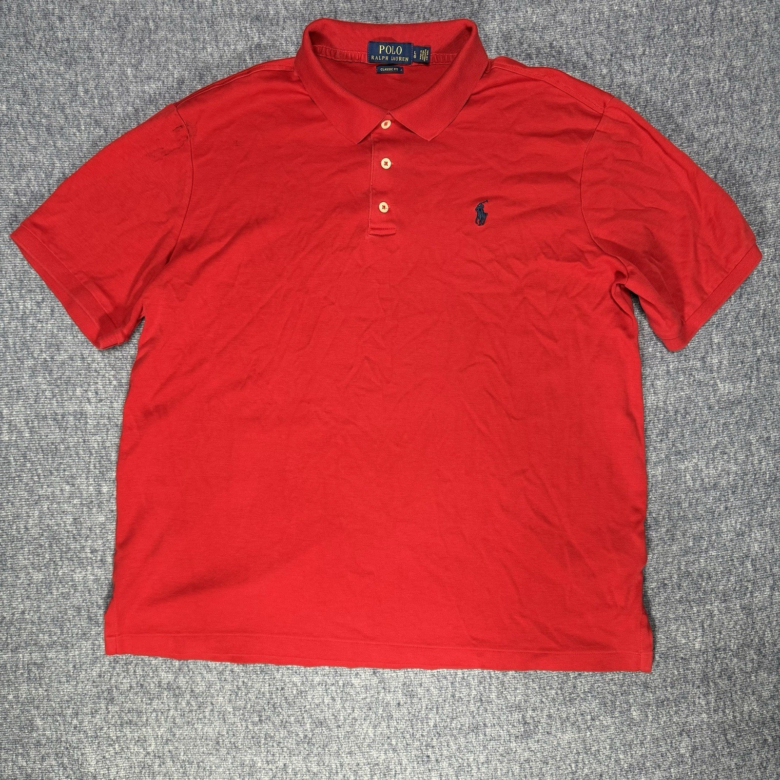 Polo Ralph Lauren camicia uomo grande rosso cotone vestibilità classica polo blu pony macchiato