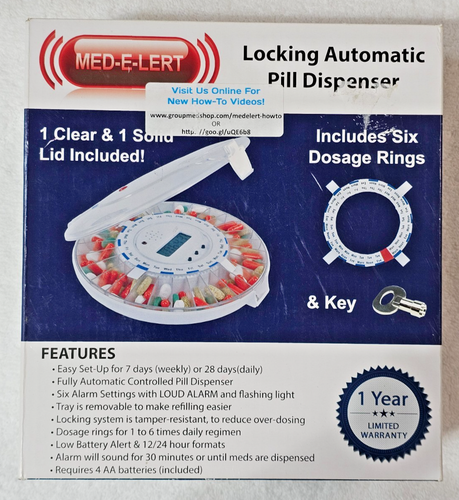 Med-e-lert Automatic Pill Dispenser 28 Day 7 Day 4 Times Needs KEY - Works Great - Picture 1 of 10