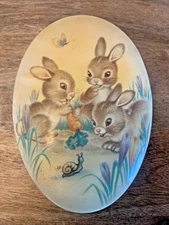 Vintage Oval Tin Easter Bunny Design Metal Box Company England