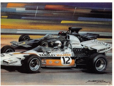 D Hulme 1972 South African Kyalami Grand Prix Michael Turner Large Art Postcard