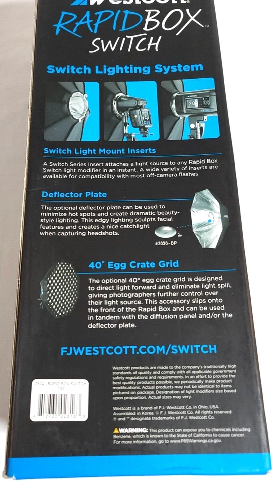 Westcott Rapid Box Switch Strip Softbox 1x2 in **New in box** - Image 3 of 4