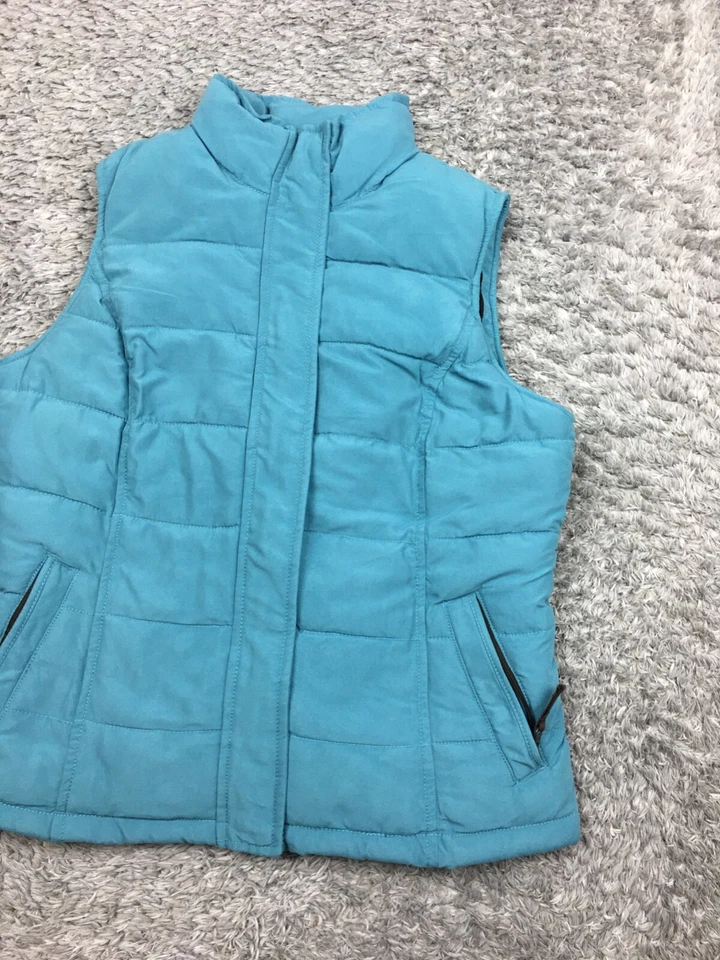 Merona Puffer Vest Jacket Womens Size Small Blue Sleeveless Lined - Image 2 of 4