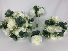 Wedding Flowers Ivory gypsophila bouquet Bride Bridesmaid, Flower Girl wand silk