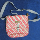Brakeburn PVC Coated Cotton Cross Body Bag - Orange With Floral Pattern