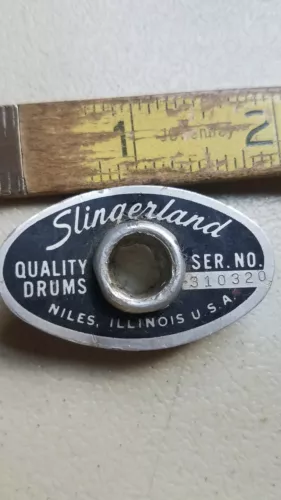 SLINGERLAND Original DRUM tag Vintage serial #