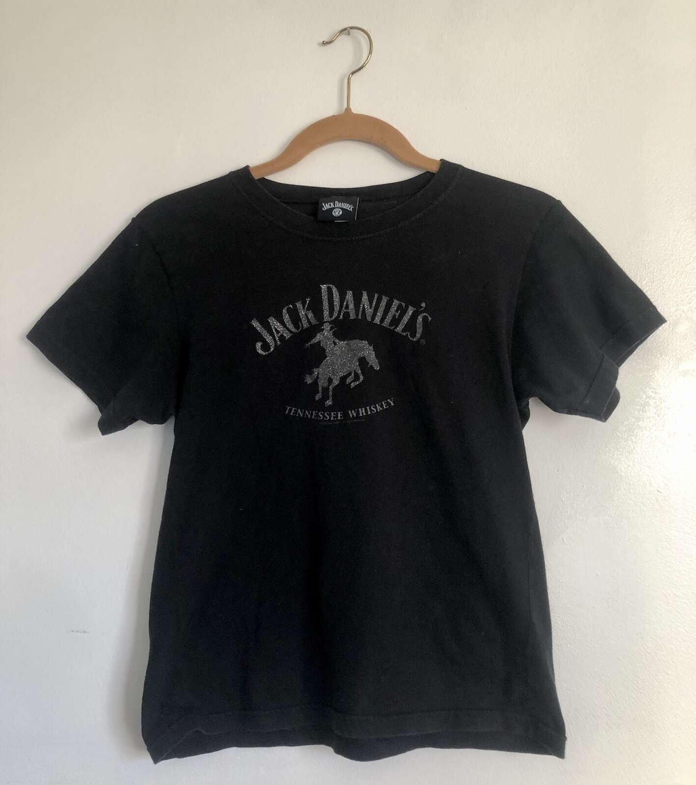 Vintage Jack Daniels Silver Glitter Logo Ladies T-Shi… - Gem