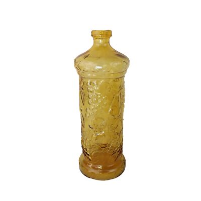 Amber Glass Vase Bottle Decanter Large Fruit Motif 91655