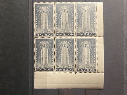 New Zealand 1946 peace issue 1/- SG 677 MNH Block of 6 with corner margin - 第 1/2 張圖片