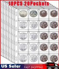 10 Sheets Coin Collection PagesCoin Binder Inserts Sleeves with 9 Hole for Co..
