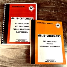 Set Allis Chalmers Wd Tractor Service Repair Operators Shop Manuals New Book Ac