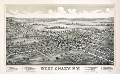 1899 Panoramic Map of West Chazy New York