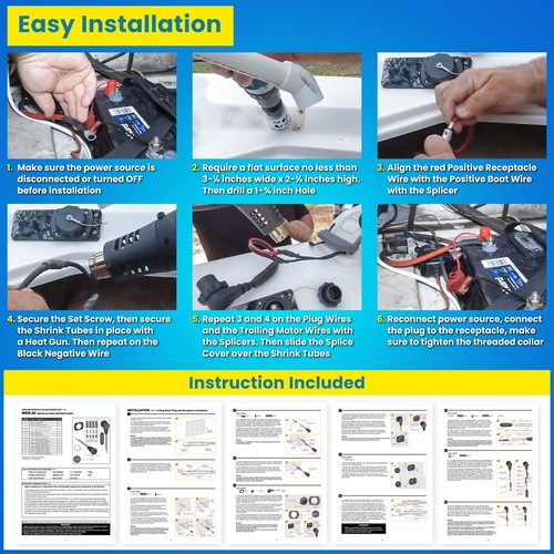 1865120 MKR-28 Trolling Motor Plug Receptacle For Minn Kota Freshwater Saltwater - Foto 6 di 8