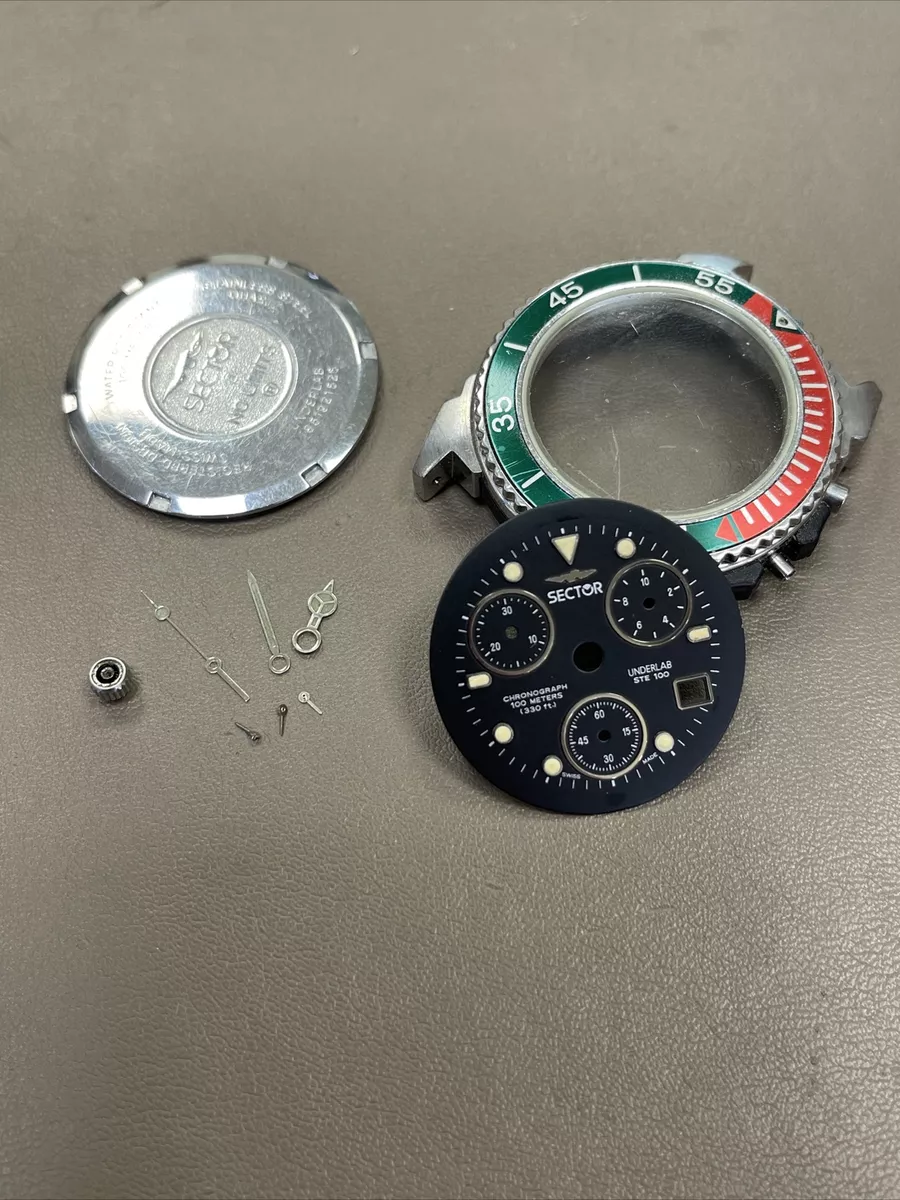 SECTOR UNDERLAB STE100 CHRONO 1851921525 SWISS WATCH PARTS Dial Hands Case