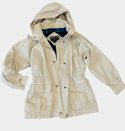 VTG Pacific Trail Winter Jacket Removable Hood Sz S Khaki-Beige #332K - 第 1/16 張圖片