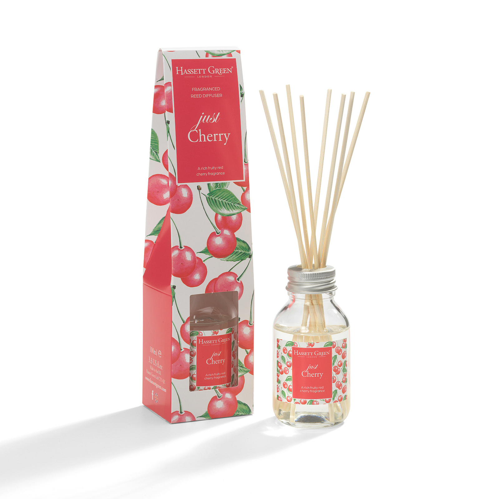Hassett Green Just Cherry Indoor Fragrance Oil Reed Diffuser Long Lasting-100ml