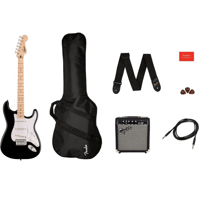 FENDER SQUIER SONIC STRATOCASTER SSS BLACK PACK CON CHITARRA ELETTRICA AMPLIFICA