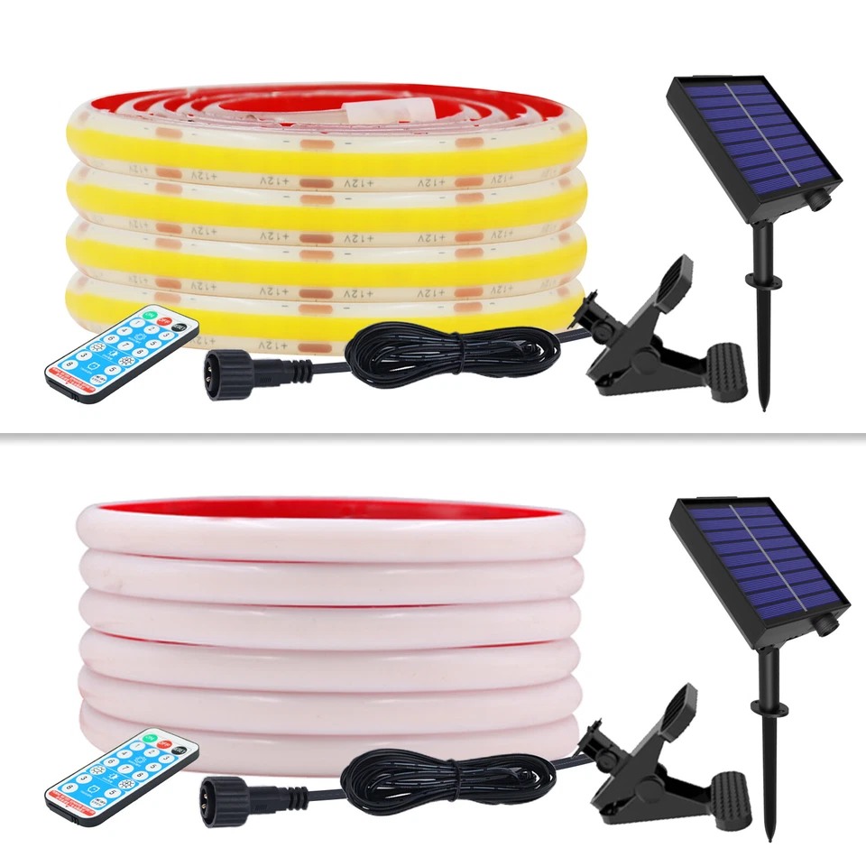 Solar COB LED Strip Lights Neon Rope Light 12V IP68 Waterproof DIY Outdoor Decor - Image 2 of 4