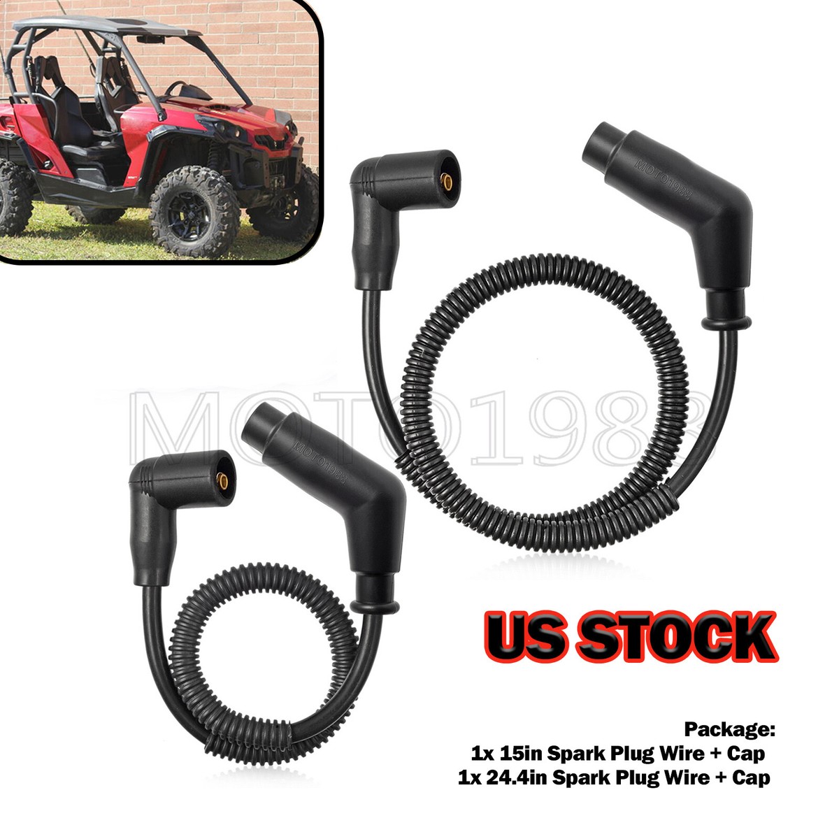 Spark Plug Cap & Wire 15in/24.4in For Can Am Commander 800R 1000R