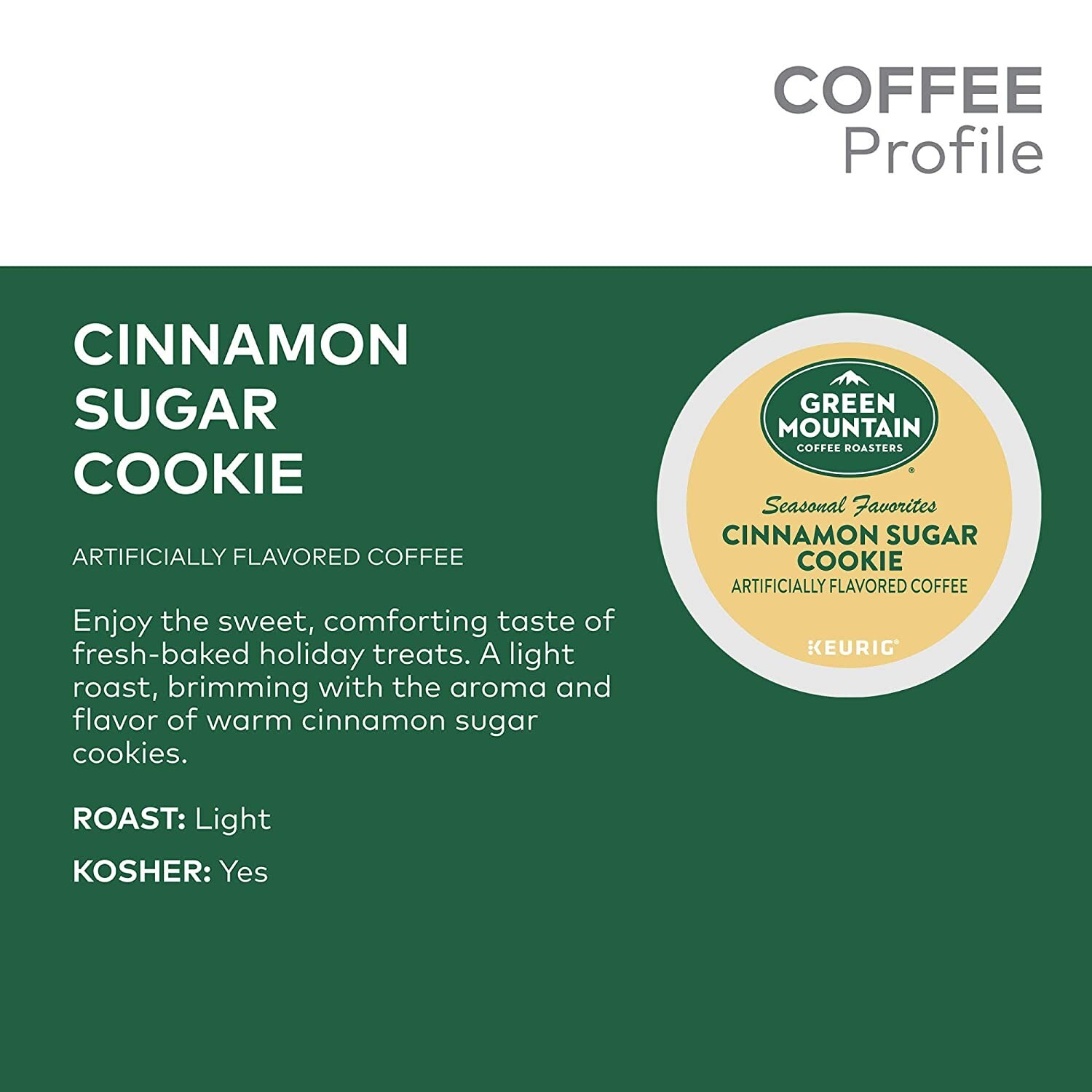 Classic Lot 10 Kcup Green Mountain Coffee Cinnamon Sugar Cookie Gourmet Father 