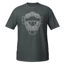 Baseball Catchers Mask Word Art Adult Unisex T-Shirt, Sizes S-3XL, Gildan