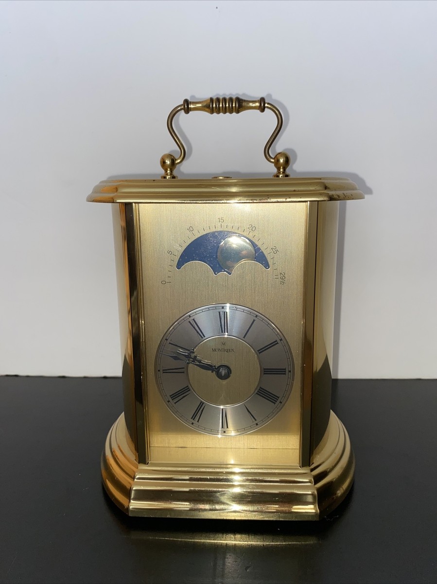 Montreux Moon Phase Clock Germany Hermle Quartz Carriage Mantle