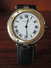 CARTIER Santos Ronde, oro 18k, acciaio, quarzo, unisex, completamente revisionato da CARTIER