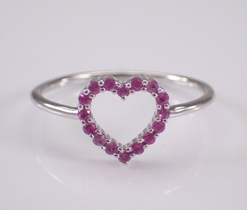 Anillo Corazón Zafiro Rosa Oro Blanco Delicadas Piedras Preciosas Joyería Regalo - Imagen 5 de 7
