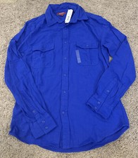 NWT Arizona Mens Ideal Blue Long Sleeve Button Shirt NEW Size Medium