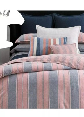 NIP Ralph Lauren Oakview Red Blue Striped King Duvet Cover & Shams