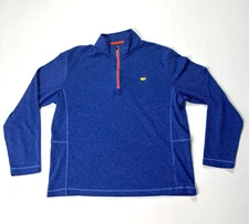 Masters Tech Mens Performance Sweater Blue Sz M Neon 1/4 Zip Pullover Golf